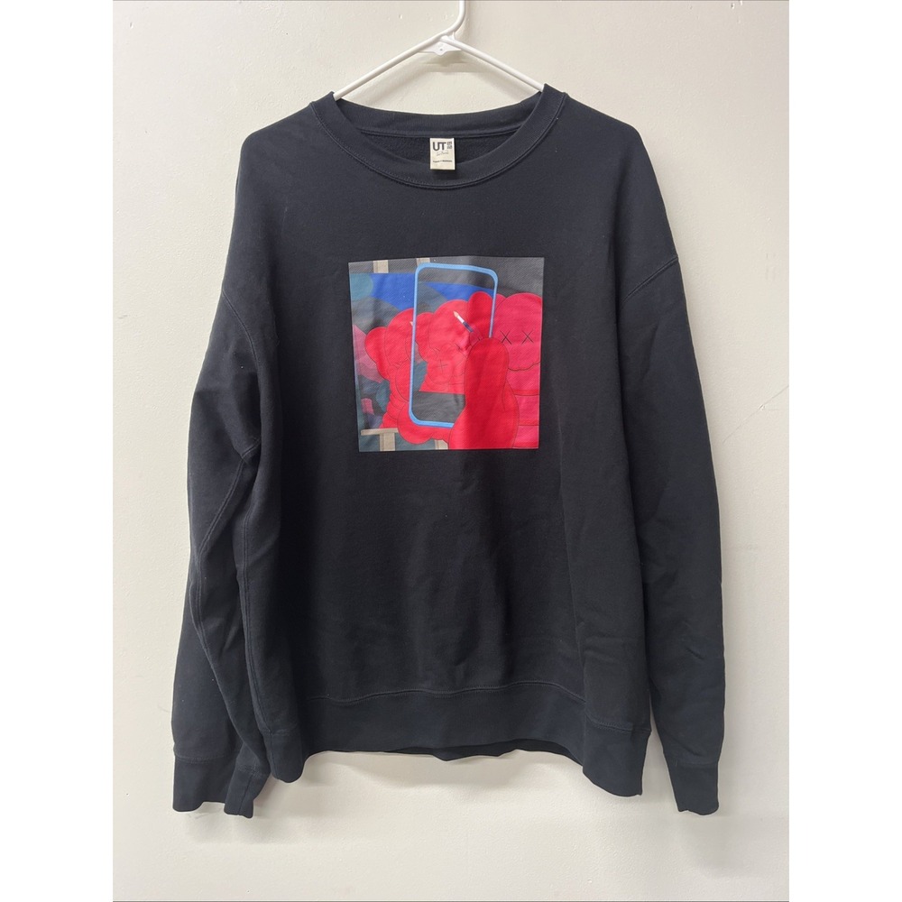 Kaws x Andy Warhol Uniqlo Sweatshirt Mens Large Black Graphic Pullover Sweater